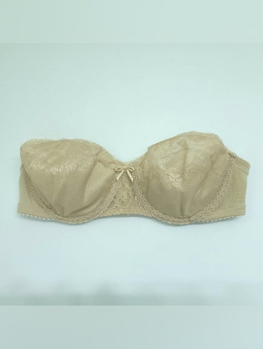 Vintage JC Penney Strapless Bra Lace Women Size 34B Beige Underwire 80s